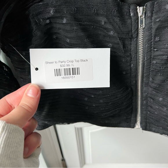 NWT Shellsea Black Sheer Crop Top - Picture 7 of 7
